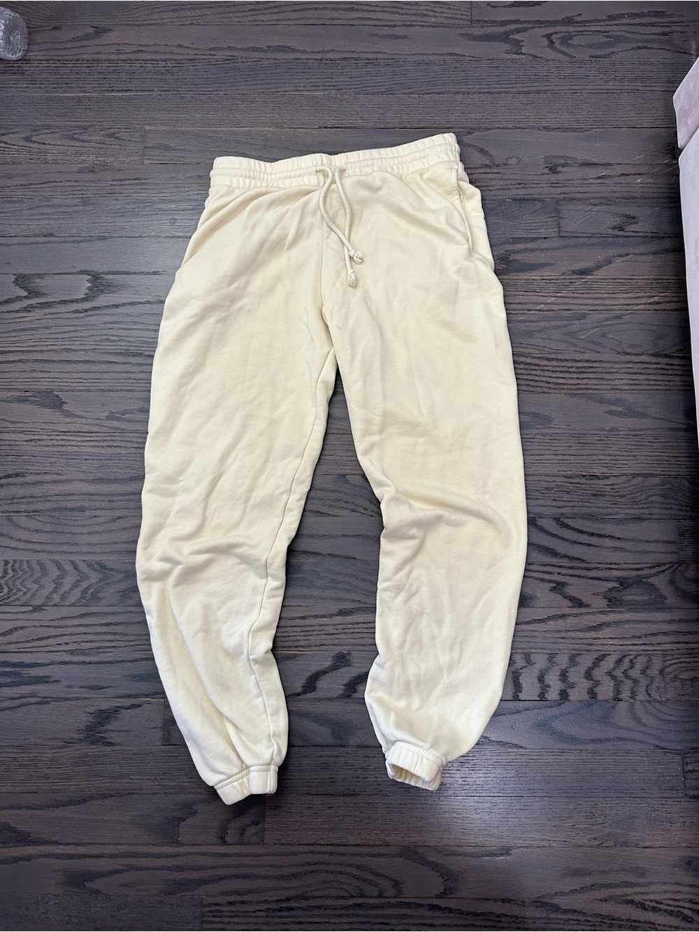 Aritzia Cream Drawstring Joggers